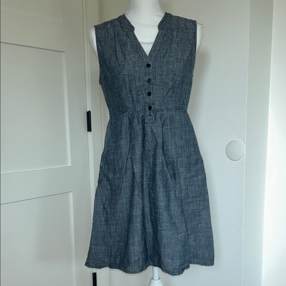 Fossil Sleeveless Chambray Midi Dress in Dark Blue